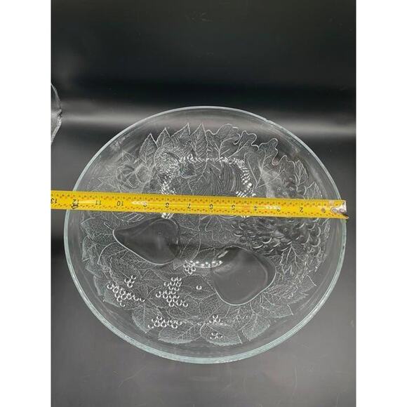Beautiful Glass Bowl Embossed Fruit and Leaves - Picture 1 of 7